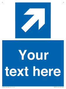 Custom Directional signage blue up right arrow 